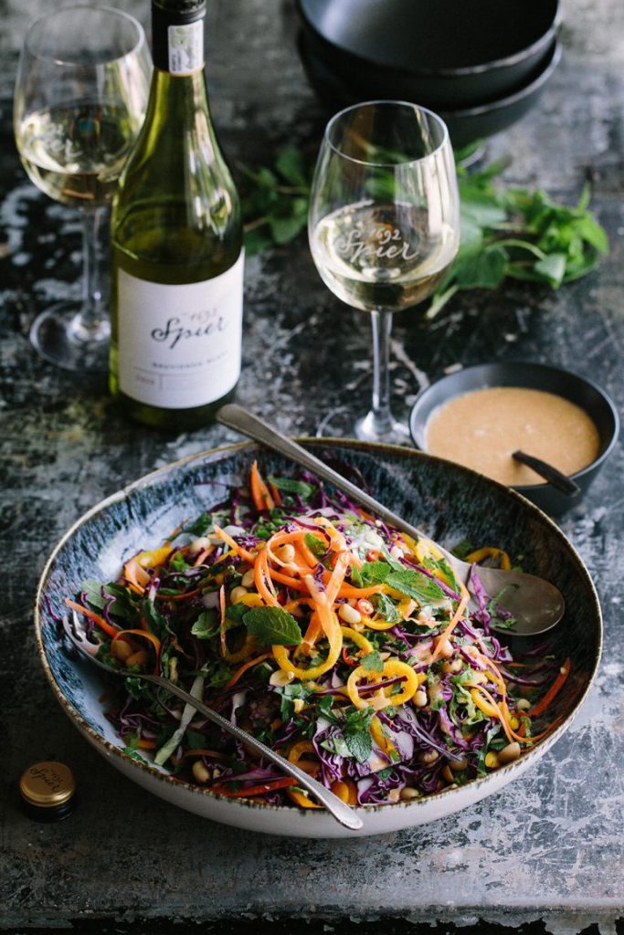 Thai salad with peanut dressing