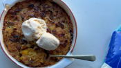 nectarine and coconut dump cake