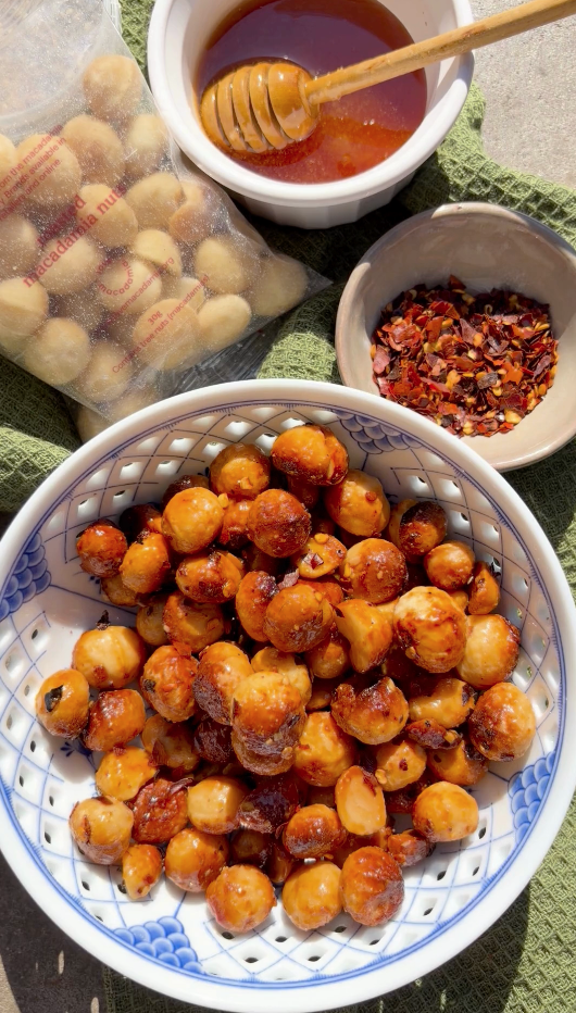 hot honey macadamia snack bites