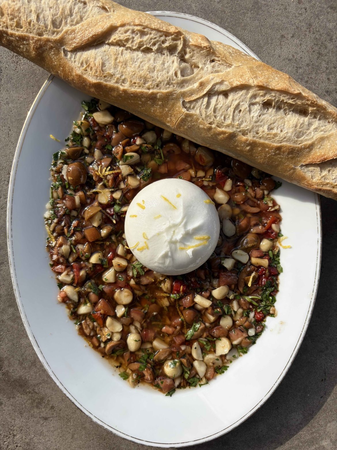 Macadamia nut and burrata dipping plate