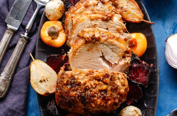 oven-roasted apricot chimichurri pork loin