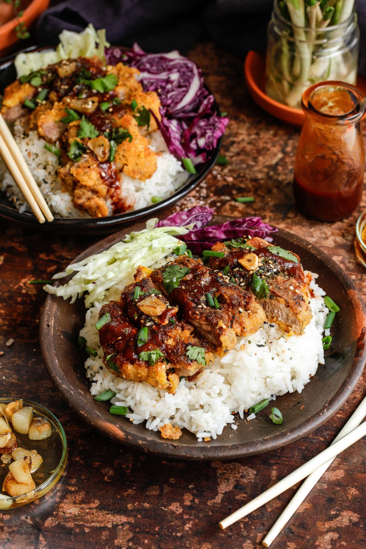 Pork katsu with crispy crackling in the air fryer