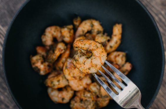 avo mousse with cajun prawns